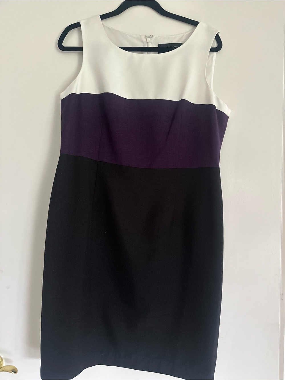 Sleeveless Colorblock Midi Dress in White, Purple & Black
